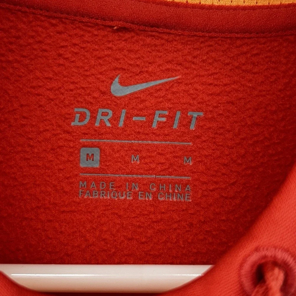 Nike Dri Fit Hoodie Women Medium Pullover Orange Fleece Activewear Thumb Hole‎